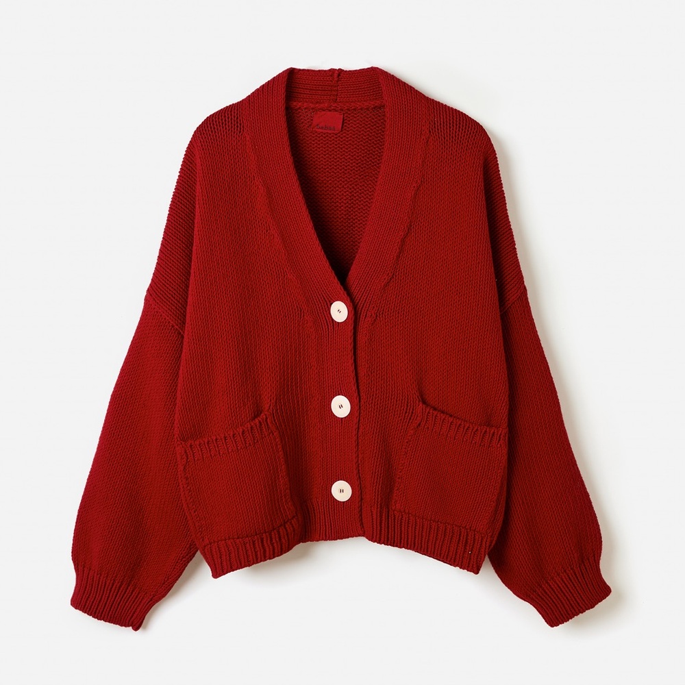 Babaa Organic Cotton Cardigan 22 Persephone Red - Picture 6 of 13
